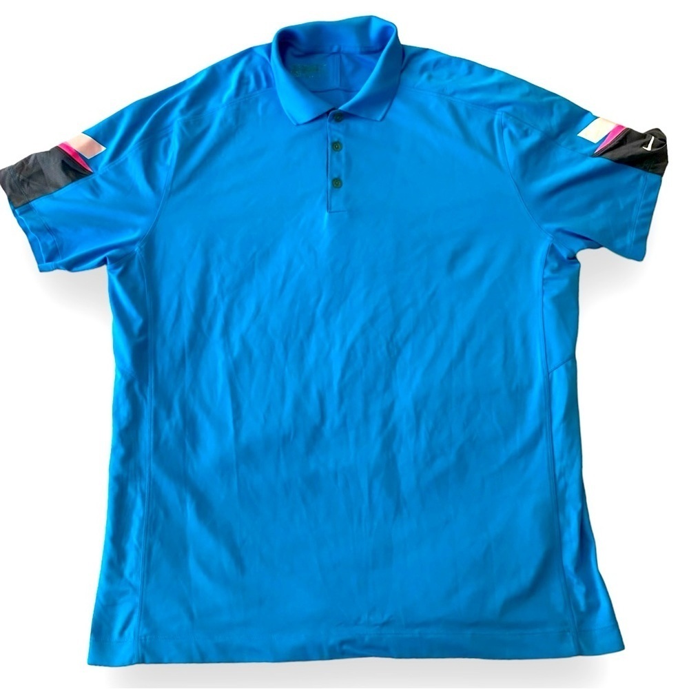 Nike Mens Golf Tour Performance Blue Polo Men Athletic Sports Top XL Retro Look